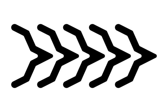 Black Triple Chevron Outline Graphic for Guidance isolated on transparent background pointer forward stroke line layer path