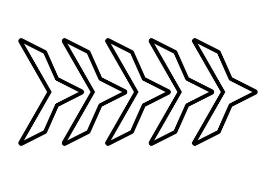 Black Dashed Chevron Arrow for Dynamic Direction isolated on transparent background pointer forward path speed line stroke