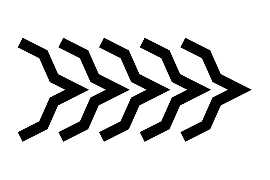 Black Interlocking Chevron Arrow for Direction Flow isolated on transparent background pointer motion speed dynamic path