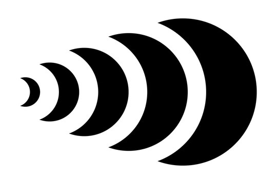 Black Solid Sound Wave Graphic for Broadcast Signal isolated on transparent background audio volume radar radio wifi sonar