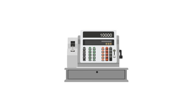 Vintage Cash Register Isolated on Transparent Background