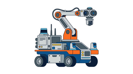 Naklejka premium Robotic Arm Machine on Wheels, Industrial Automation Technology
