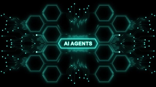 Ai agents tools or syan neon box 4K animation.. Multi function for Agentic AI technology motion background. Multi agent AI systems, with neon toolbox any item use for animation .