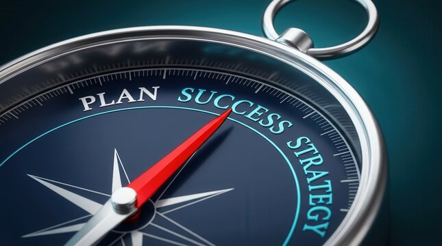A compass pointing to success and strategy for navigating economic recovery and growth.