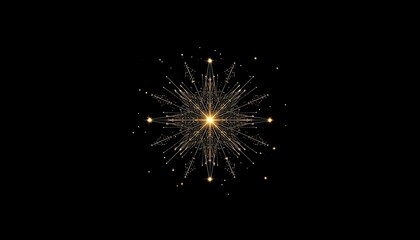 Fototapeta premium Blue glowing fireworks explosion with sparkling light trails on black background