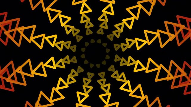 Abstract geometric pattern with glowing triangular shapes on black background