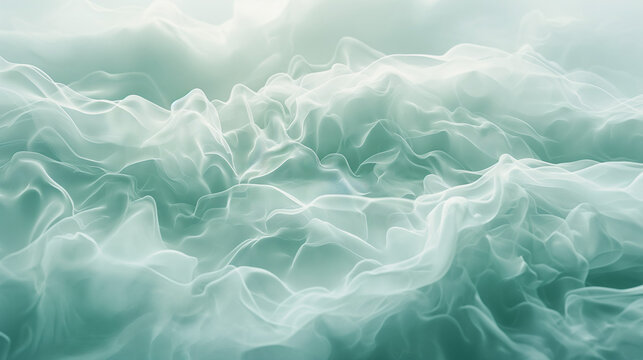 abstract background with soft flowing waves in mint green
