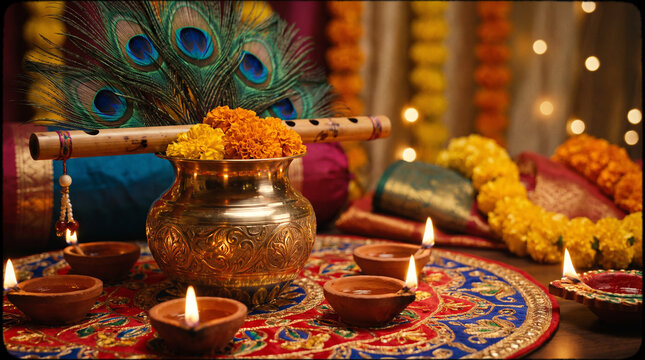 Happy Krishna Janmashtami. Lord Krishna in Happy Janmashtami festival of India.