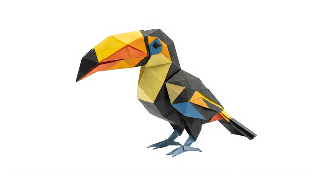 Colorful geometric toucan bird low poly art design