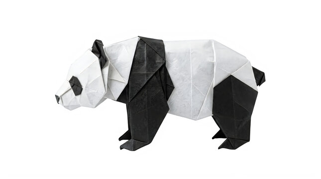 Origami panda bear made of paper