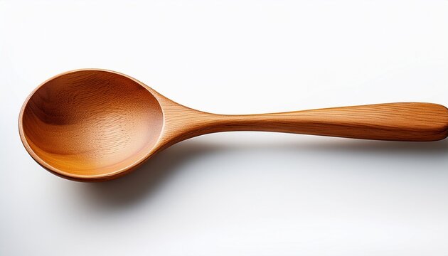 bright wooden spoon on an isolated white background