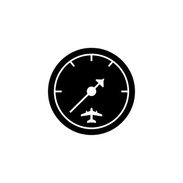 Airplane variometer VSI flight instrument dial black silhouette vector design