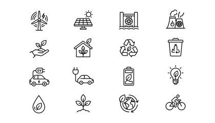 Fototapeta premium Set of ecofriendly and sustainable energy icons