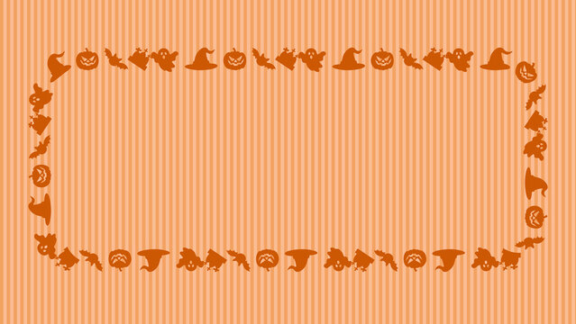 Orange halloween pattern border frame on striped textured background with halloween background seasonal decoration illustration celebration invitation repeating traditional creative