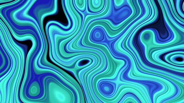 Abstract liquid paint motion background featuring smooth flowing blue and turquoise gradient waves creating mesmerizing organic patterns for modern visual projects.