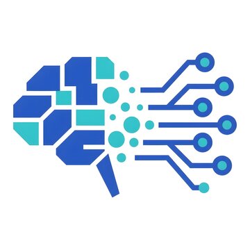 AI Tech Brain Circuit and Data Nodes Logo