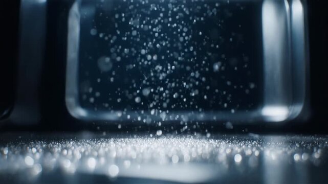 Bubbles rising in clear water tank close-up