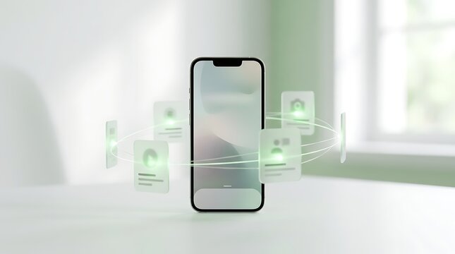 Smartphone Displaying Microlearning Content with Digital Icons