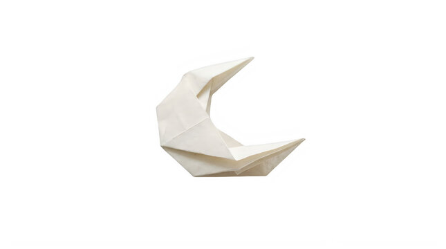 White origami paper crescent moon shape