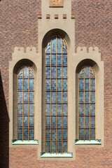 Obraz premium Engelbrekt church stained glass windows in Östermalm Stockholm