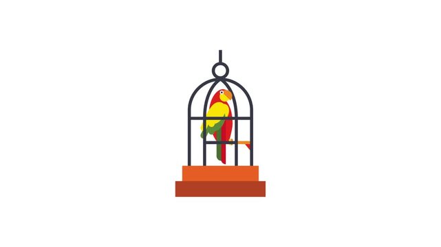 Parrot in Cage Icon Animation