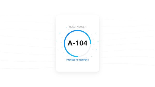 Digital Queue System Ticket Number Display Animation