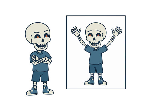 Halloween Cartoon skeleton crossing arms