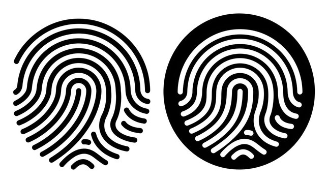 Two fingerprint icons in black and white simple vector illustration on a white background