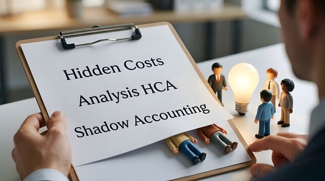 Hidden Costs and Healthcare Accounting Concept with Document, Calculator and Light Bulb Representing HCA Shadow Accounting, Financial Analysis and Cost Management