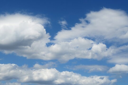 Beautiful cloudscape in blue sky, natural clouds background