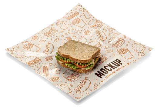 Sandwich Wrapper Open Sheet Mockup