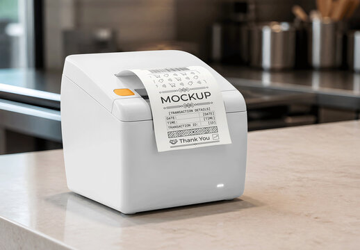 Receipt Printer Checkout Three Quarter Mockup