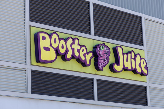 Ottawa, Canada - July 30, 2026: Booster Juice store sign on building facade