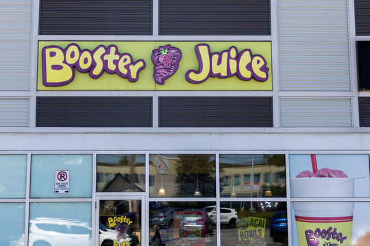 Ottawa, Canada - July 30, 2026: Booster Juice shop storefront sign