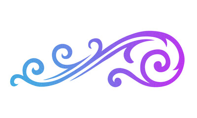 Naklejka premium Purple to blue gradient decorative flourish swirl as PNG asset