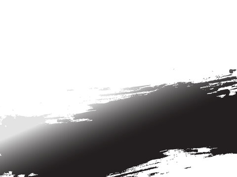 Black Ink Brush Stroke Element on Transparent Background
