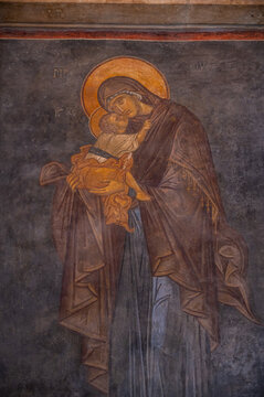 mural paintings and mosaics inside of an acient church