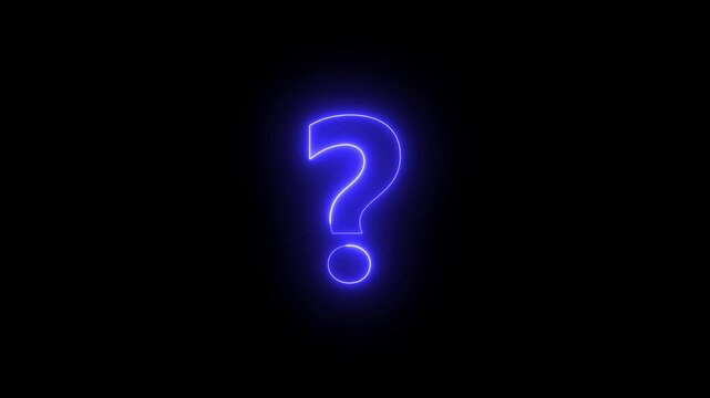 Question mark icon asking icon animation. Motion graphics of neon question concept ,neon question mark icon animation on black background. 