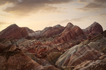 Naklejka premium Zhangye Danxia National Geopark colourful mountains in China 2024