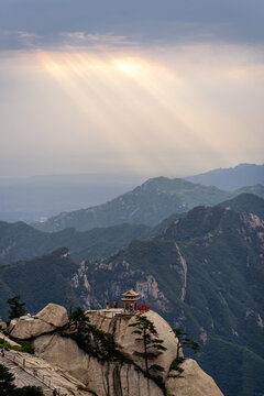 Sunlight breaks through clouds over Mount Huashan in China 2024
