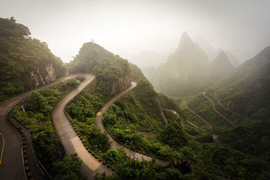 Tianmen Mountain winding road in Zhangjiajie National Forest Park China 2024