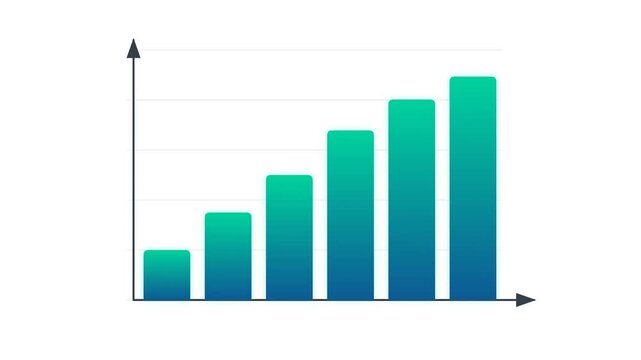 A vibrant gradient bar graph showing consistent upward financial growth and progressive business success metrics on a white background