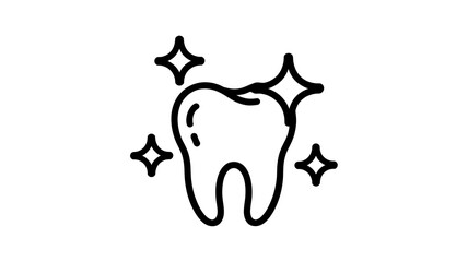 Fototapeta premium Clean white tooth icon with sparkling stars