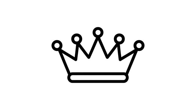 Simple black line art icon of a royal crown