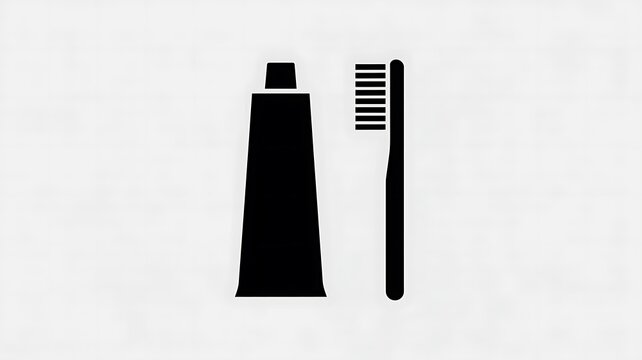 Black toothpaste tube and toothbrush icon