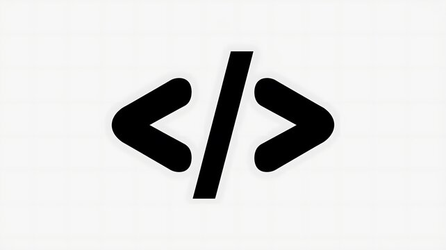 Black code icon for programming and software