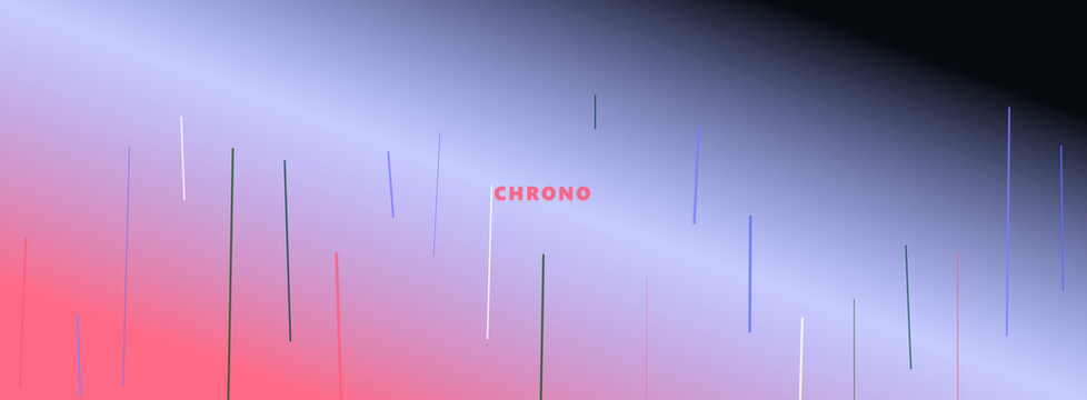 Abstract background shows a red and purple gradient with vertical thin lines and the word 'CHRONO'.