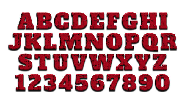 Brick Textured Letters, Numbers. A to Z Creative Art Typographic Design