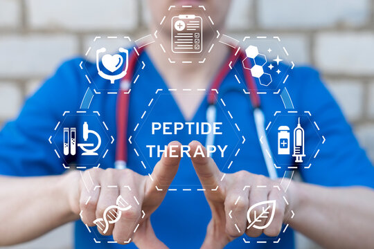 Concept of peptide therapy. Peptides medical innovation treatment.