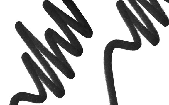 Black Marker Zigzag Lines Scribble Hand Drawn Ink Doodle Element Isolated on Transparent Background